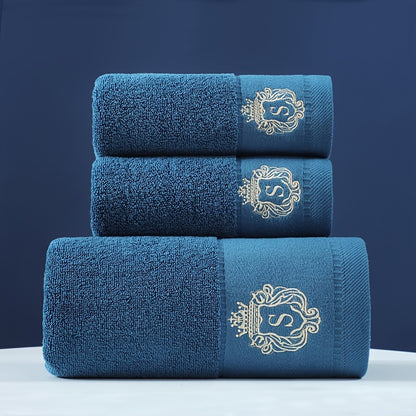 High-quality set of 3 pure cotton towels, soft and skin-friendly. Ideal for home, hotels, and beauty salons. Set includes 1 bath towel (380g, 70*140cm) and 2 face towels (100g each, 34*74cm). Excellent absorbency, perfect for bathroom promotions.