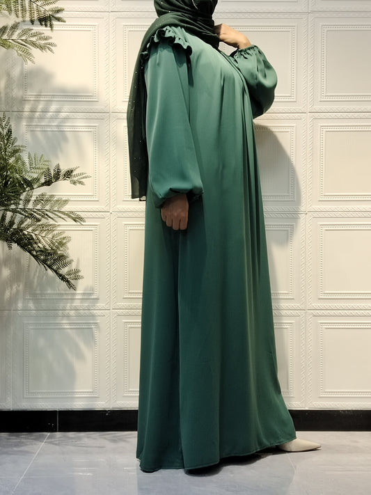 Plus Size Middle Eastern Traditional Muslim Dress in solid color with round neck made from non-stretch polyester fabric, perfect for summer wear with a Middle East Special Project style.