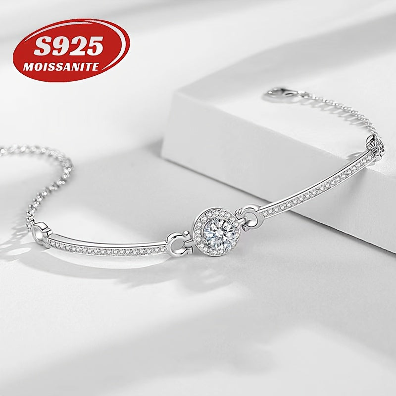 Stylish 1 Carat Moissanite Bracelet in 925 Sterling Silver, Ideal for Everyday or Dressy Events, Comes with a Gift Box, Moissanite Stone, Charming, Sophisticated Casual Jewelry, Ideal for Girlfriends and Best Friends, Perfect for Festivals and Parties