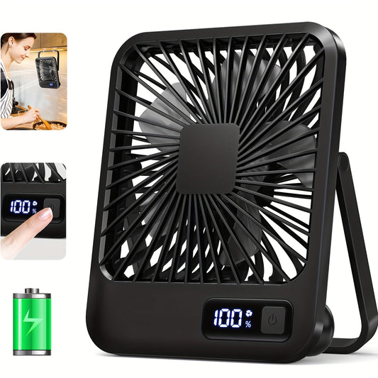 The Goard Portable USB Desk Fan is a convenient and versatile cooling solution. This 6.5-inch foldable tabletop fan features a 180° adjustable stand, 5-speed settings, a painted plastic finish, and button control for easy operation. Perfect for both