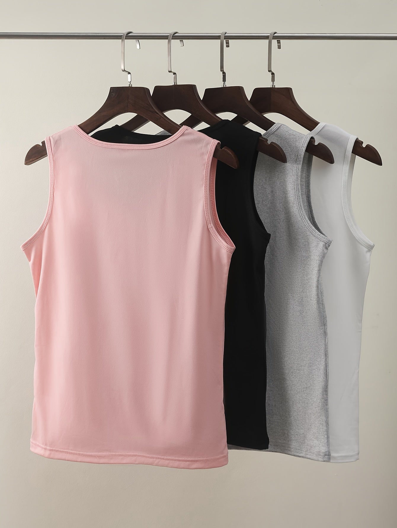 Versatile 4-Pack Solid Color Camisole Vests for Women in Polyamide-Spandex Blend, Adult Sizes