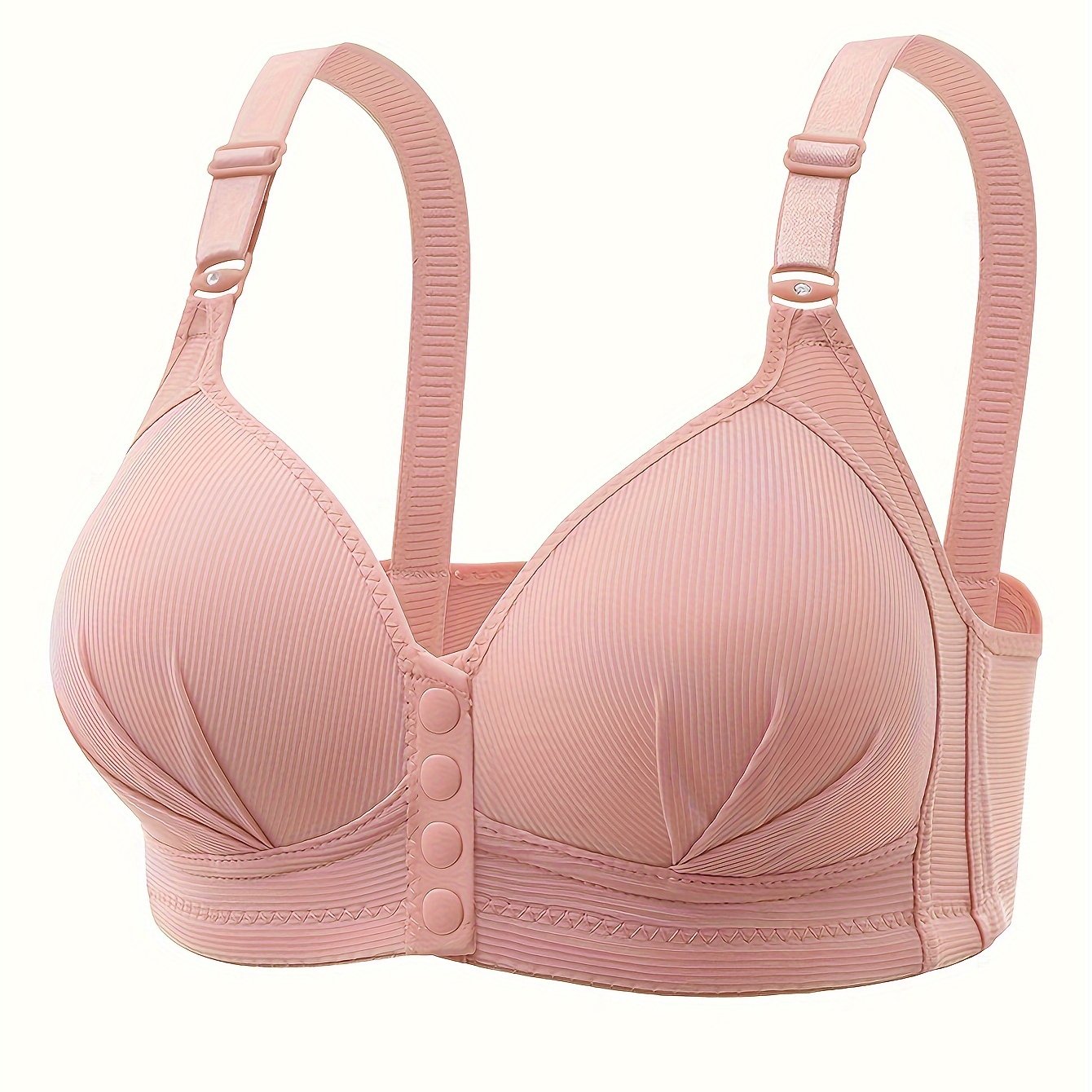 Wireless push up bra with front buckle, comfortable and breathable women's lingerie.