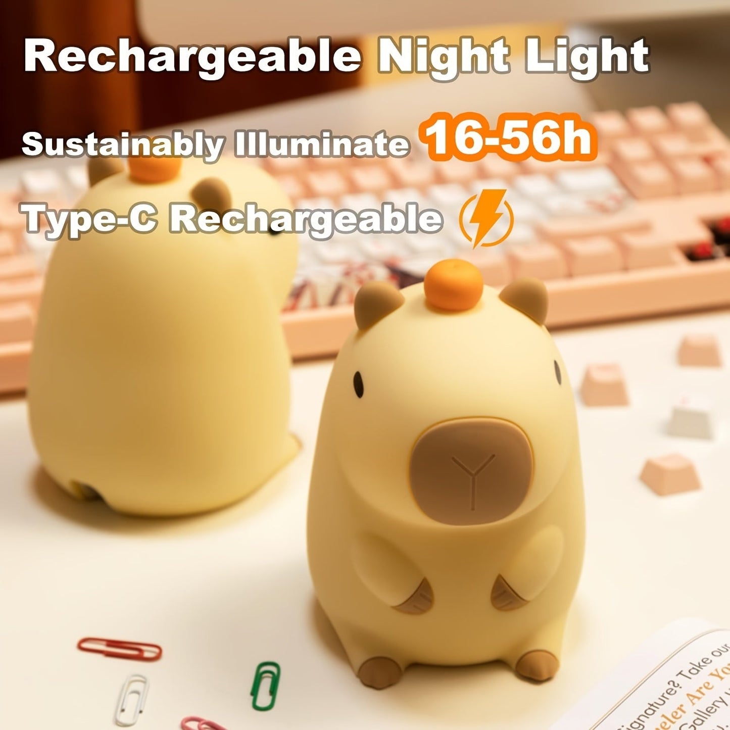 Adorable Cartoon Capybara Silicone Night Light, Cute Animal LED Night Lamp, Rechargeable USB Timing Dimming Lamp for Room Decoration - Perfect Halloween or Christmas Gift!