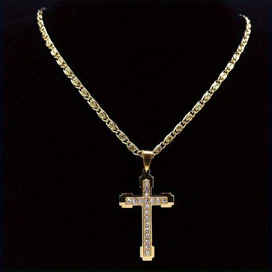 Introducing a stylish and premium stainless steel cross necklace with a luxurious niche design and high-end appeal.