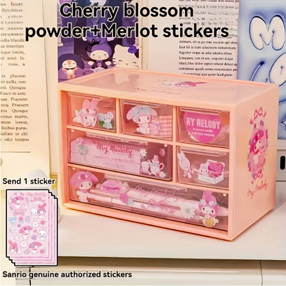 1pc Sanrio Desktop Storage Box with Six Compartments for Dormitory Bedroom Tables.