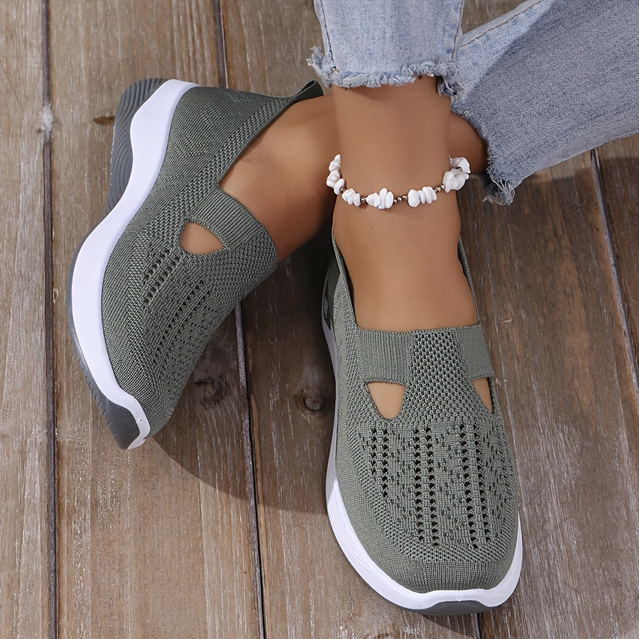 2024 New Style Women's Shoes: Breathable Knitted, Trendy Lace-Up Sports Shoes for Cross-Border Trade.