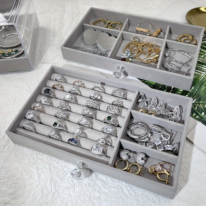 Jewelry Box with Three Layers for Organizing Earrings, Necklaces, and Rings, Transparent Design with Anti-Oxidation Protection