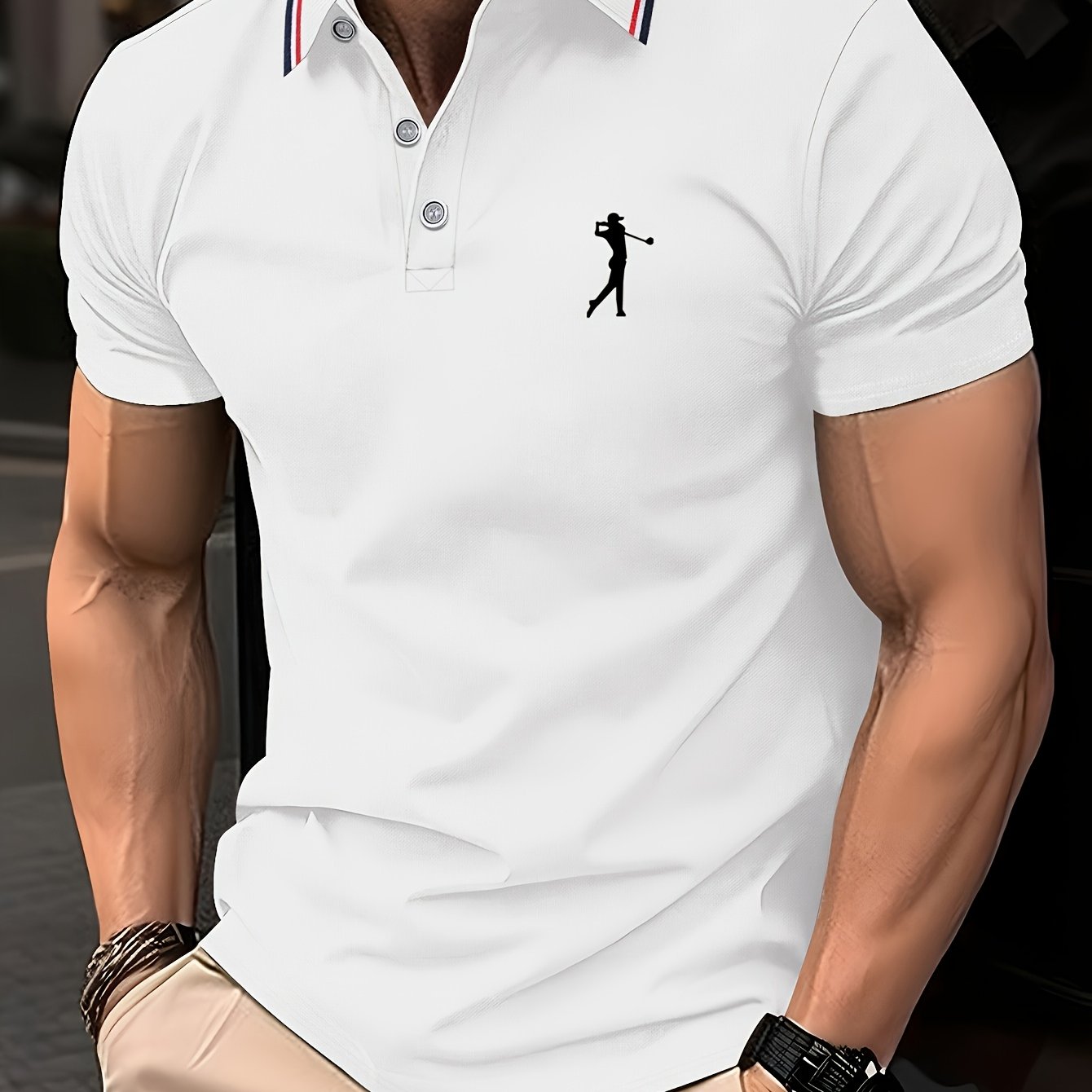 Men's Golf Print Polo Shirt for summer casual wear.