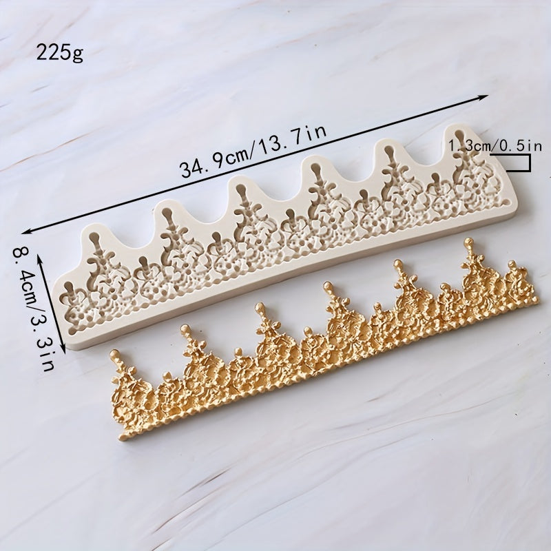 A single piece of the Crown Chocolate Mold, featuring a charming Kawaii design of crowns and bowties. This Silicone Mold can be used for making candies, fondants, and biscuits. Ideal for DIY cake decorating, this versatile baking tool is a must-have in