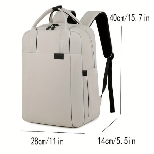 Spacious 39.62cm laptop backpack for men and women, shockproof and water-resistant with pink polyester material. Features practical pockets, cartoon animal design, perfect for high school