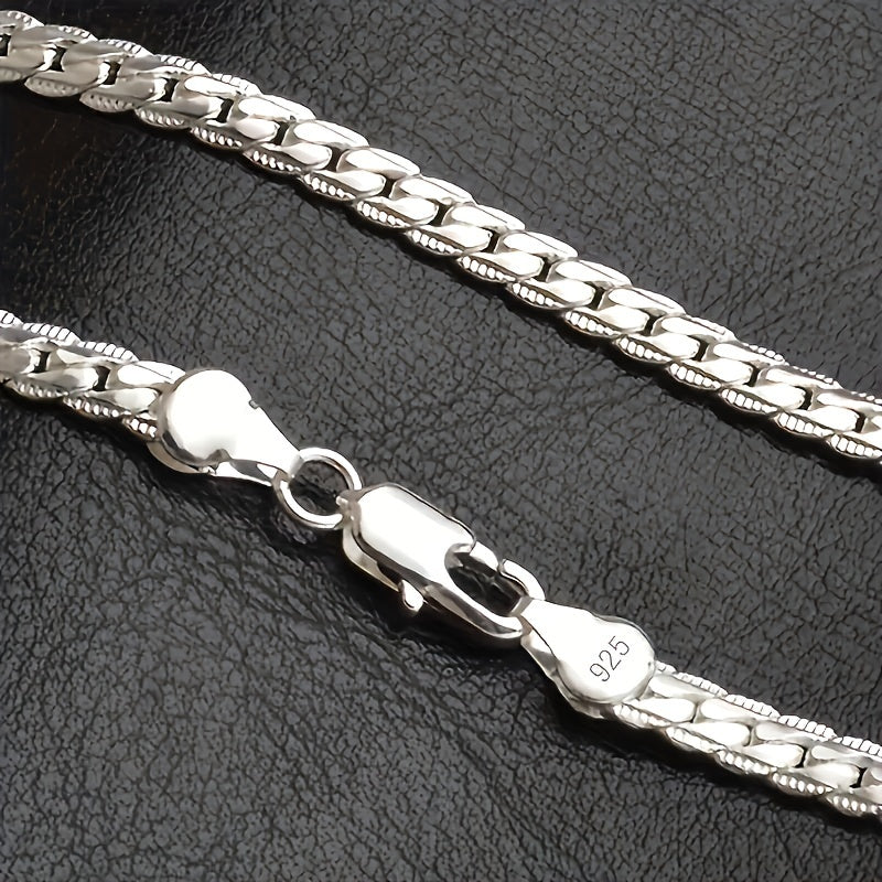 Sterling silver luxury necklace chain, 50cm/20in, for women and men. Perfect for weddings, engagements, and fashion.