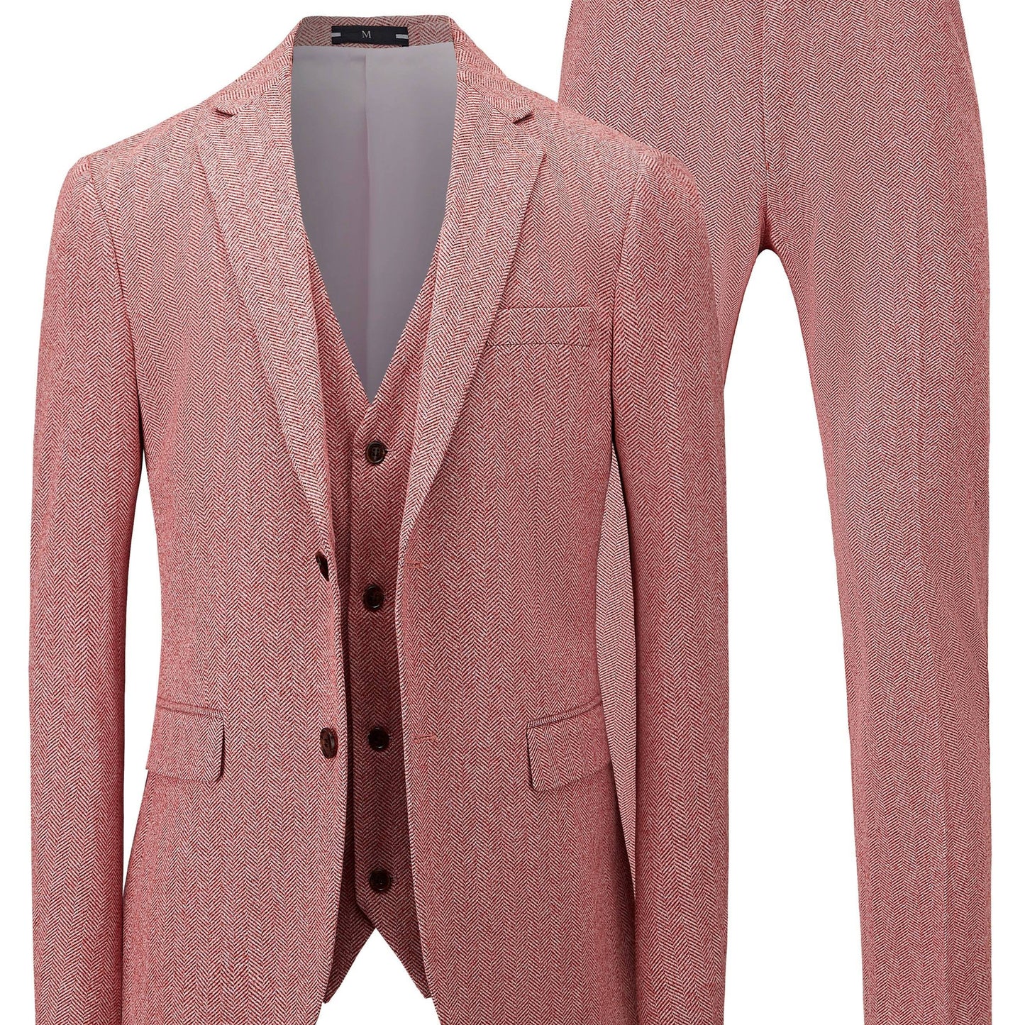 Men's 3-piece retro herringbone suit