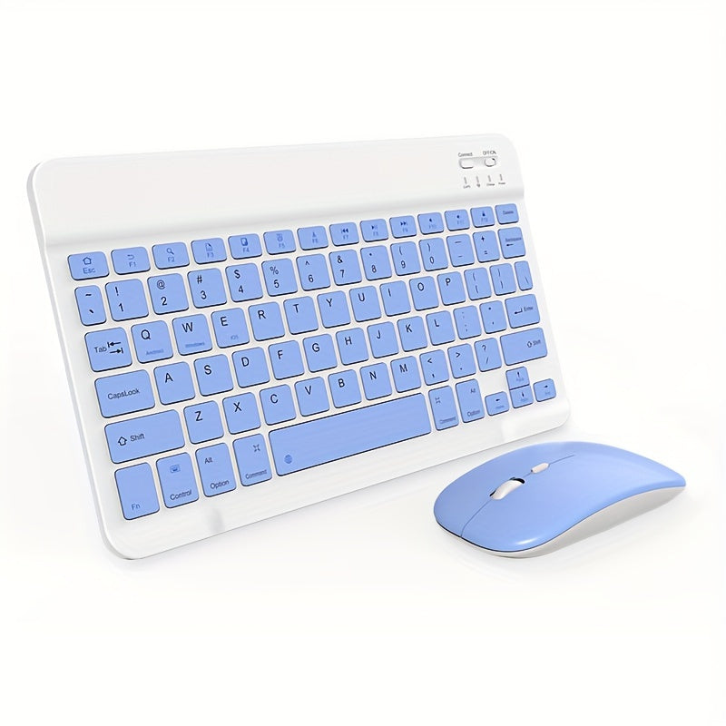 Thin wireless keyboard and mouse combo for iPad, tablet, and laptop.