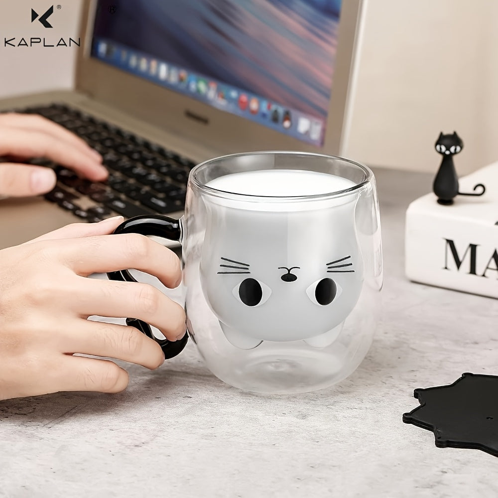 This 9oz glass mug is perfect for cat lovers, women, teachers, and friends. It is double wall insulated and features a charming cat theme. Ideal gift for anyone who loves cats.