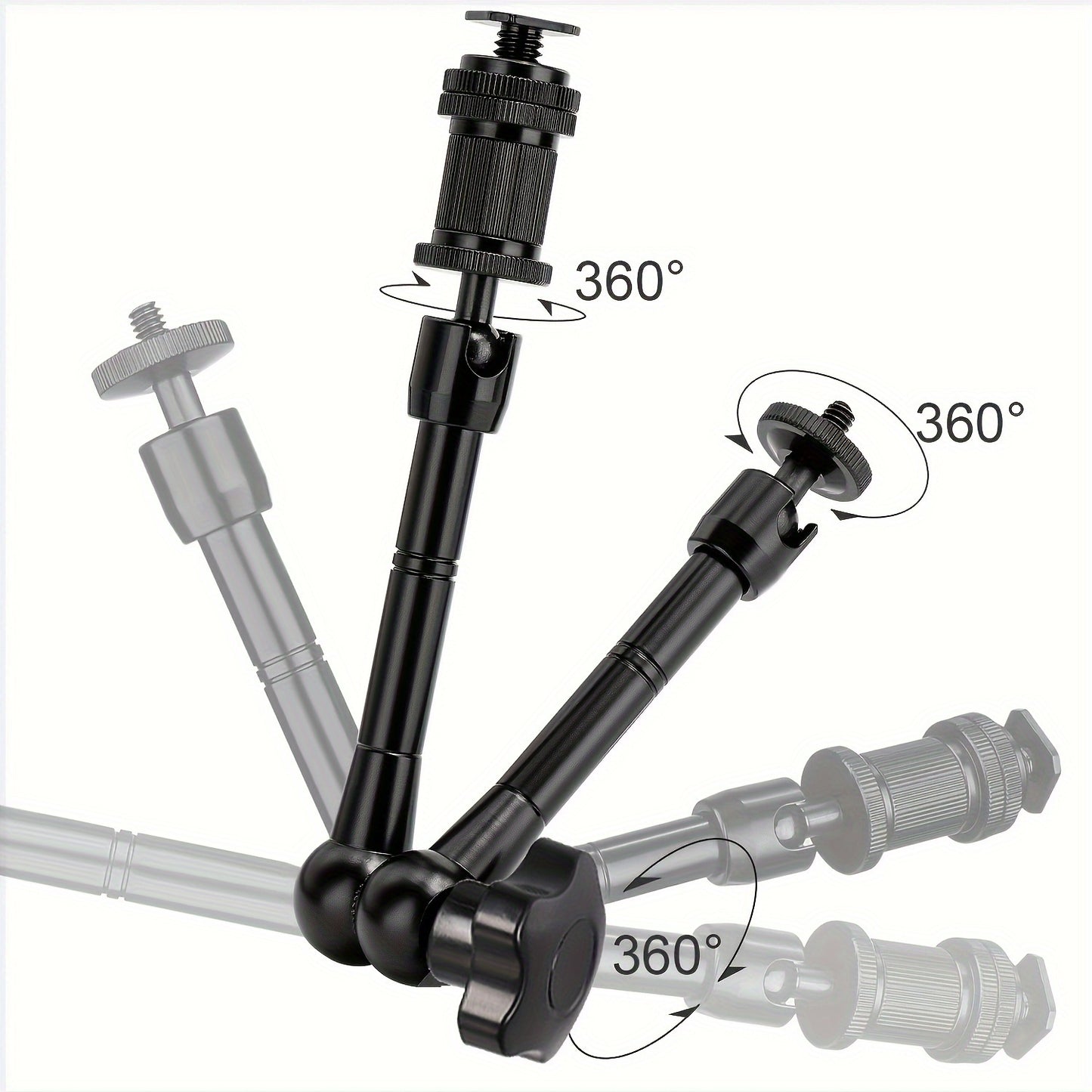 27.94 cm Articulating Magic Arm with Super Clamp for attaching DSLR camera to LCD monitor or LED video light.