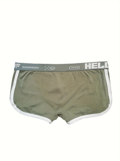 Men's casual cotton boxers briefs, mid-waist underwear.