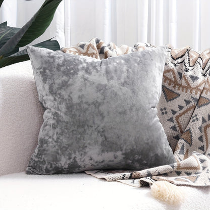 Luxurious velvet throw pillow cover with speckled texture, perfect for sofa and bed. Contemporary style with zip closure, machine washable. Made of 100% polyester.