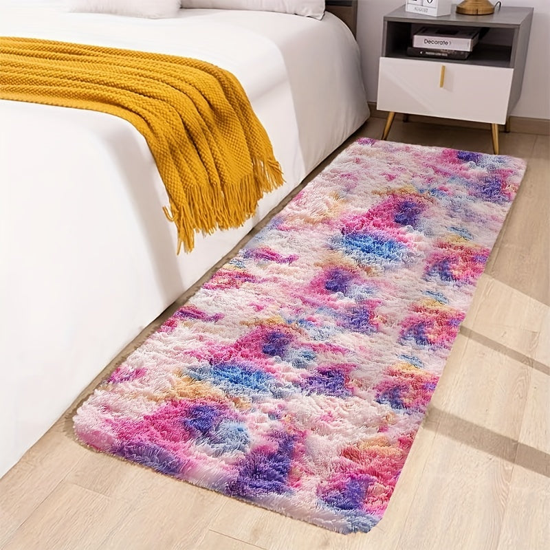 1 piece of Tie-dye Area Rug, a Dry Cleaning Floor Mat, Fluffy Indoor Decorative Carpet, Lovely and Warm Rug, perfect for Bedroom and Living Room as well as a Leisure Area Bedside Accessory.