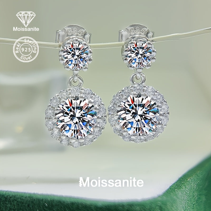 Beautiful and luxurious 925 Sterling Silver Moissanite Earrings, perfect for everyday wear or special occasions like birthdays, Valentine's Day, Christmas, Thanksgiving, New Year, holiday parties, and weddings. A thoughtful gift for her, weighing