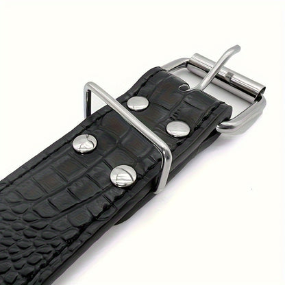 Fashionable leather dog collar with golden sharp spikes, suitable for medium and large dogs.