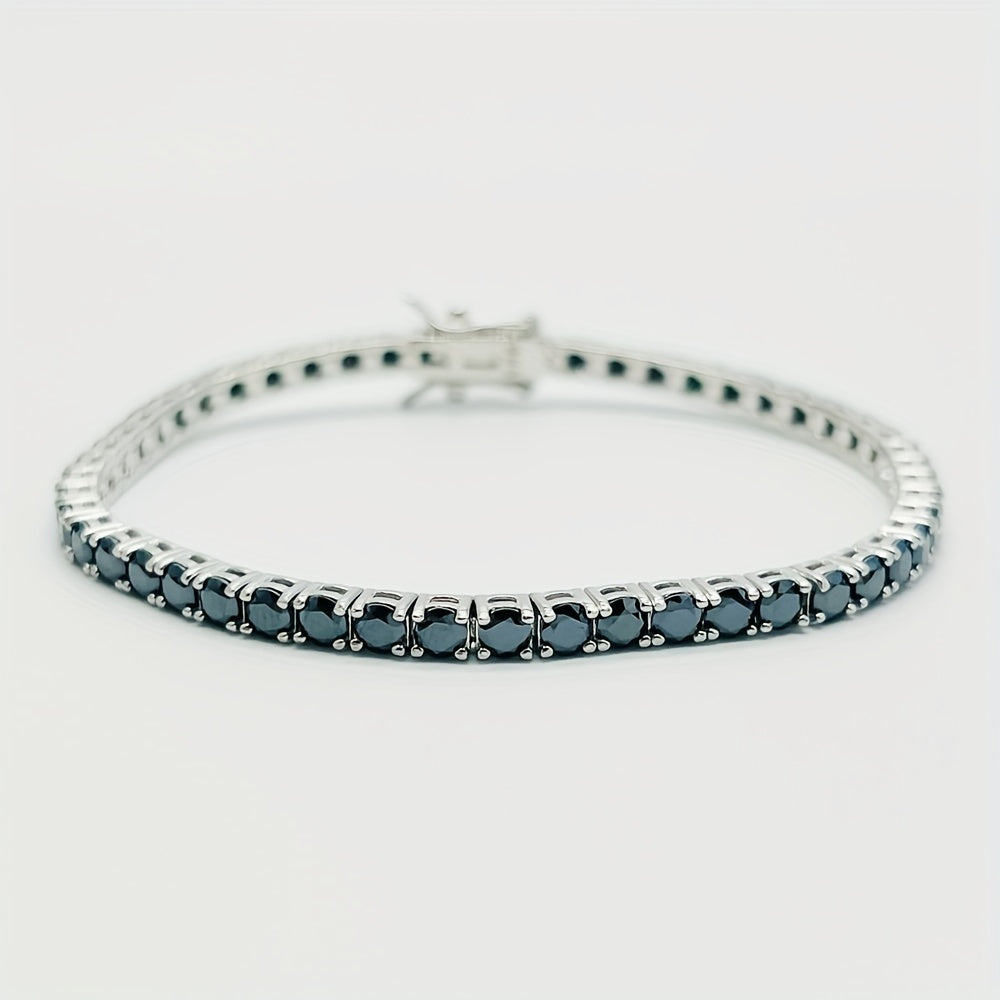 Add a touch of elegance to your outfit with the stunning S925 Sterling Silver Black Moissanite Bracelet featuring a 1.0CT single stone. This luxurious fashion accessory is perfect for parties and dates, making it an ideal gift for Halloween, Christmas