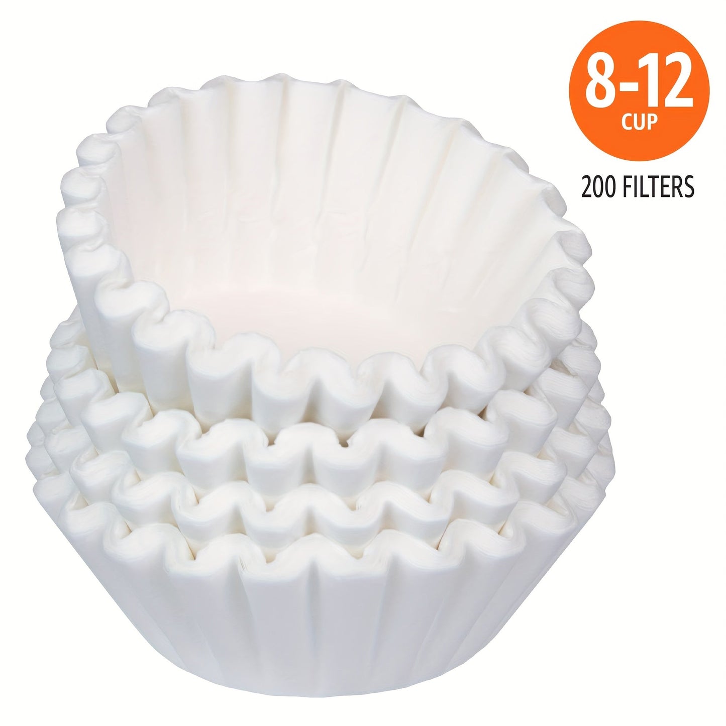 White Coffee Filters for 8-12 Cup Coffee Makers - 100/200 Pieces