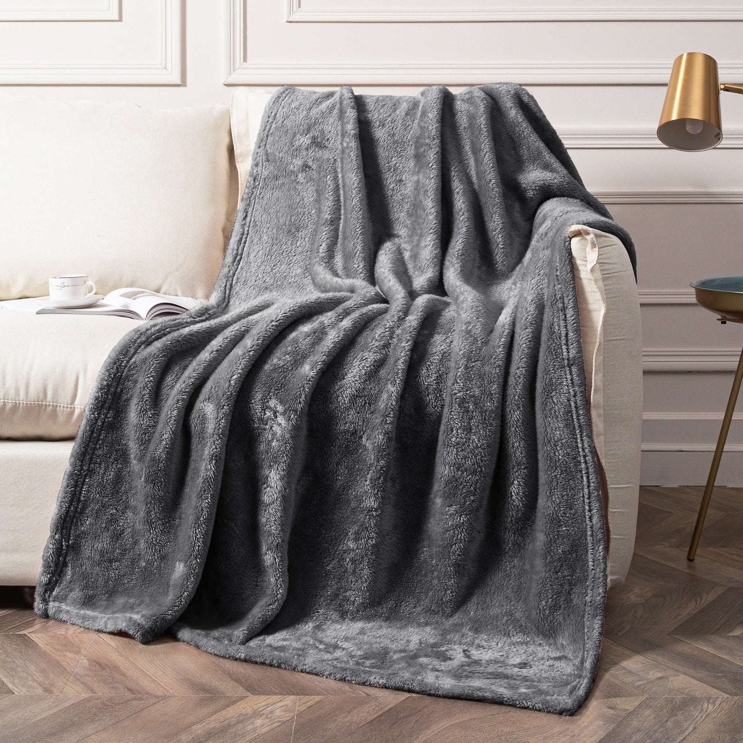 Soft and lightweight plush blanket perfect for couch, sofa, bed, and camping - keep cozy and warm while sleeping and snuggling