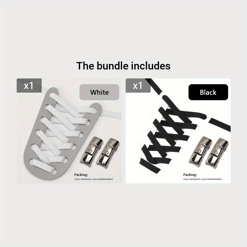 No-tie shoelaces with buckles for sneakers and sports shoes.