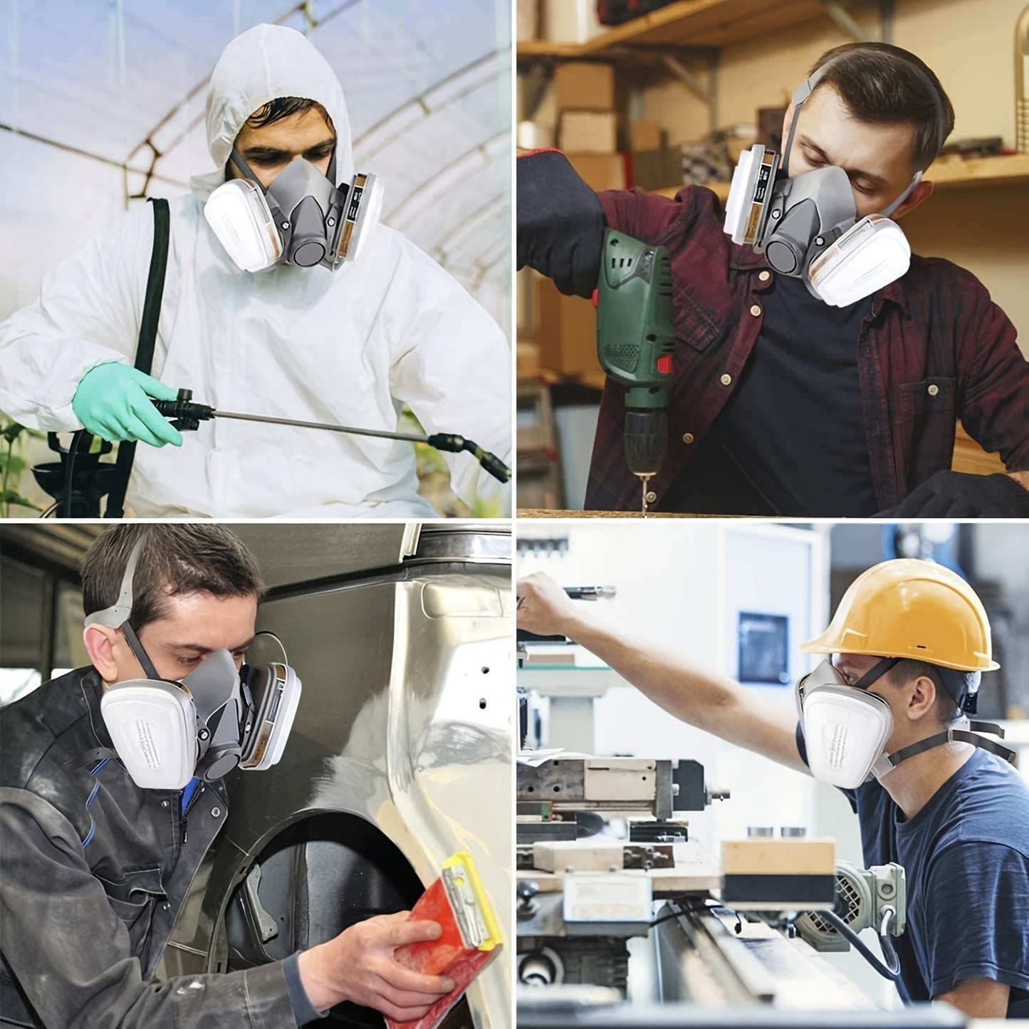 The 27pcs Reusable Half-Face Respirator Mask 6200 filters dust, smoke, asbestos, chemicals, and other airborne particles during painting, spraying, and polishing processes.