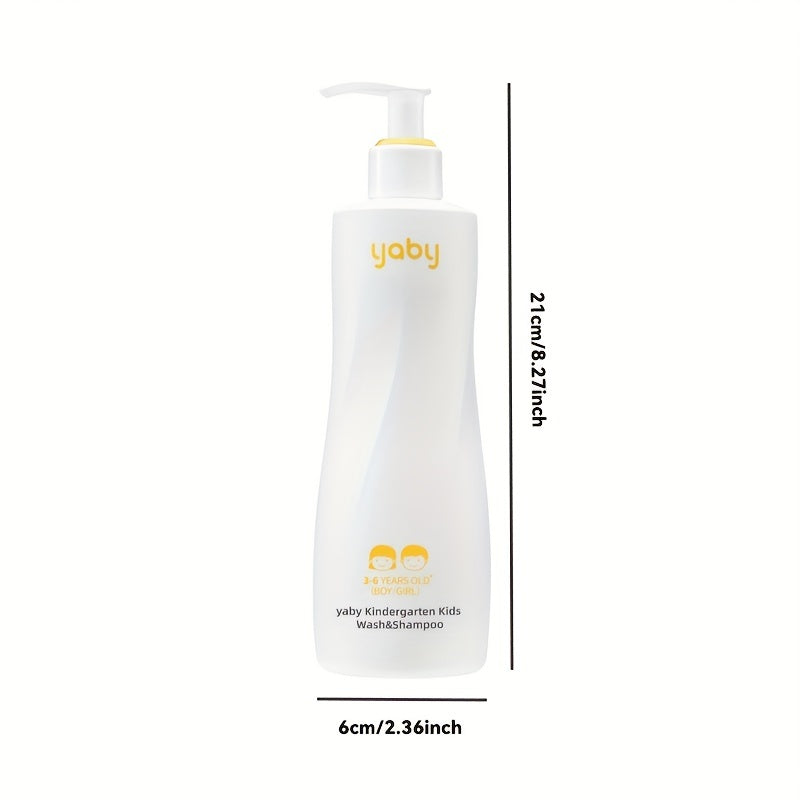 Introducing the 1pc Yaby Kindergarten Kids 2-in-1 Wash & Shampoo! Perfect for boys and girls aged 3-6, this gentle formula is designed to hydrate and nourish delicate skin and hair. With a sweet nutty aroma, this product creates a rich foam for a