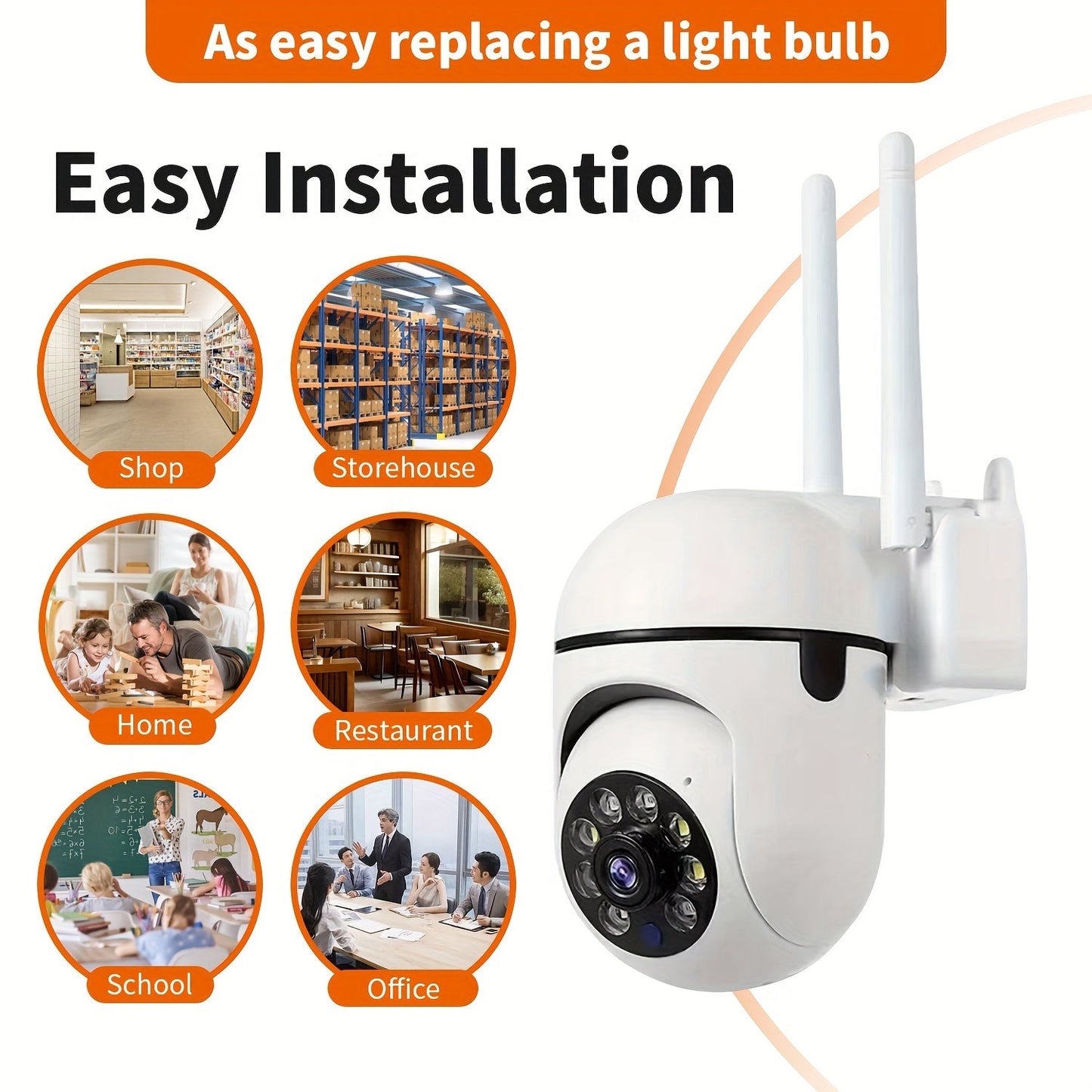 YIIYRY Smart Home Security Camera features 2-Way Audio, Pan/Tilt/Zoom, Night Vision, and WiFi Connectivity. It is USB Powered and provides Clear Indoor Monitoring (Memory Card Not Included).