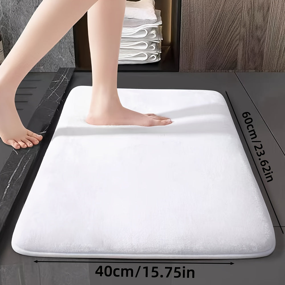 Soft and durable polyester bathroom mat with geometric design, ideal for shower, bathtub, bedroom, and living room. Versatile and non-slip, it is highly absorbent and machine washable.