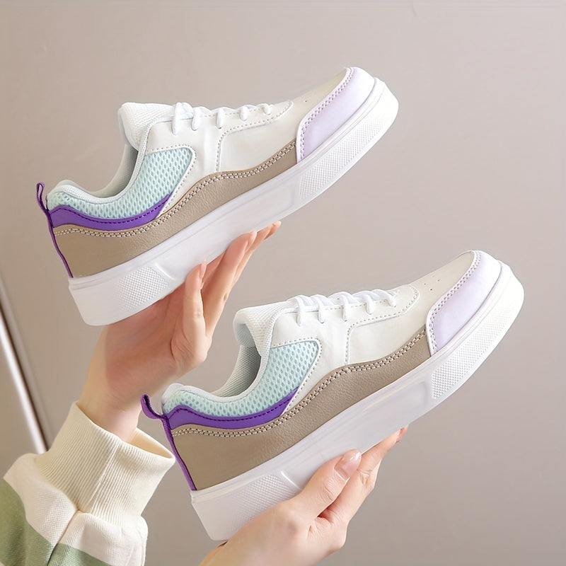 Women's casual sneakers in multi-color with low-top lace-up design. Features breathable mesh lining and durable EVA sole, perfect for all-season casual wear.