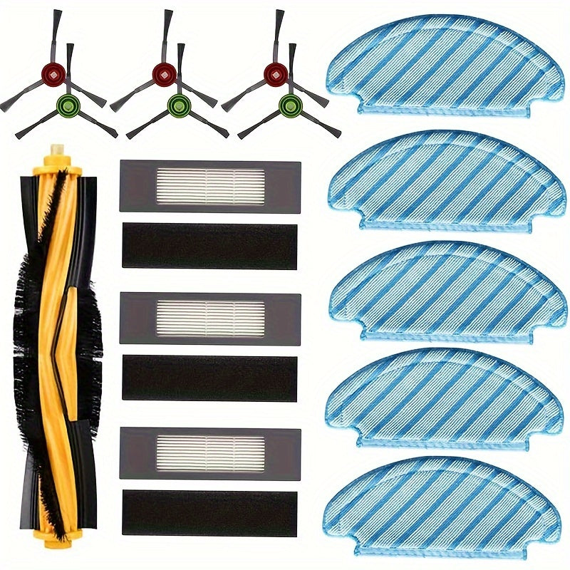 Replacement parts set for ECOVACS DEEBOT OZMO robots including models 920, 950, t5, t8, t8 AIVI, T8 Max, n7, n8+, n8 Pro, N8 Pro Plus, T9+, N10 PLUS, Yeedi Vac, Vac Max, and Vac Station. Includes 15 pieces of accessories for Deebot T8 and N8.