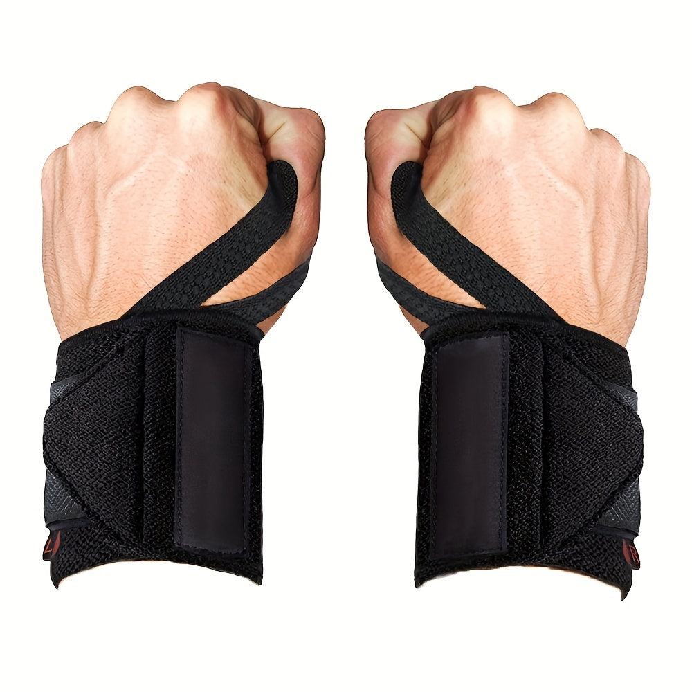 1 Pair of EUYIFET Adjustable Wrist Wraps for Weightlifting and Cross Training, with Padded Thumb Brace and Durable Polyester Straps in White/Pink/Black - Ideal for Gym Fitness and Injury