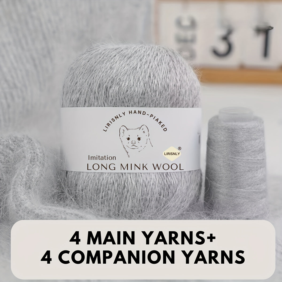 4pcs of faux mink wool and long wool totalling 280g, with 50g faux mink wool and 20g companion thread each. Skin-friendly and warm, suitable for knitting scarves, sweaters, hats, etc.