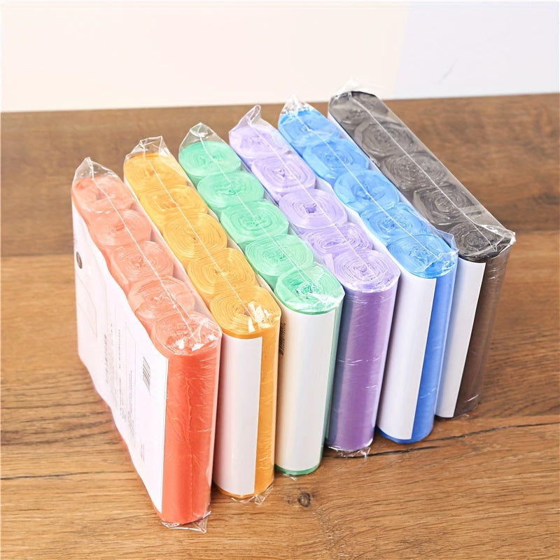 Pack of 100 Household Colorful Garbage Bags, Thick Disposable Plastic Bags for Office, Hotel, and Home - 5 Rolls