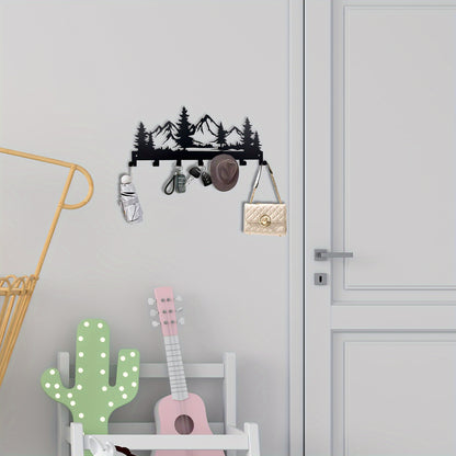 Stylish metal key hook rack for easy organizing of keys, coats, towels, hats, and purses. Perfect for entryways and bathrooms.