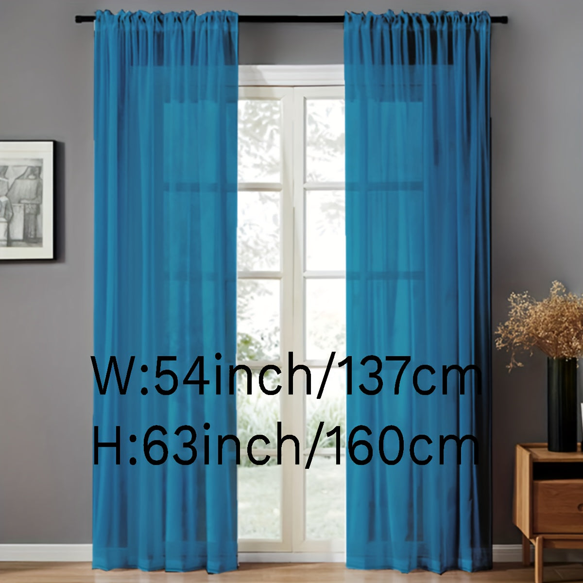 Pair of Sheer Voile Curtains with Rod Pocket for Kitchen, Bedroom, and Living Room Home Decor