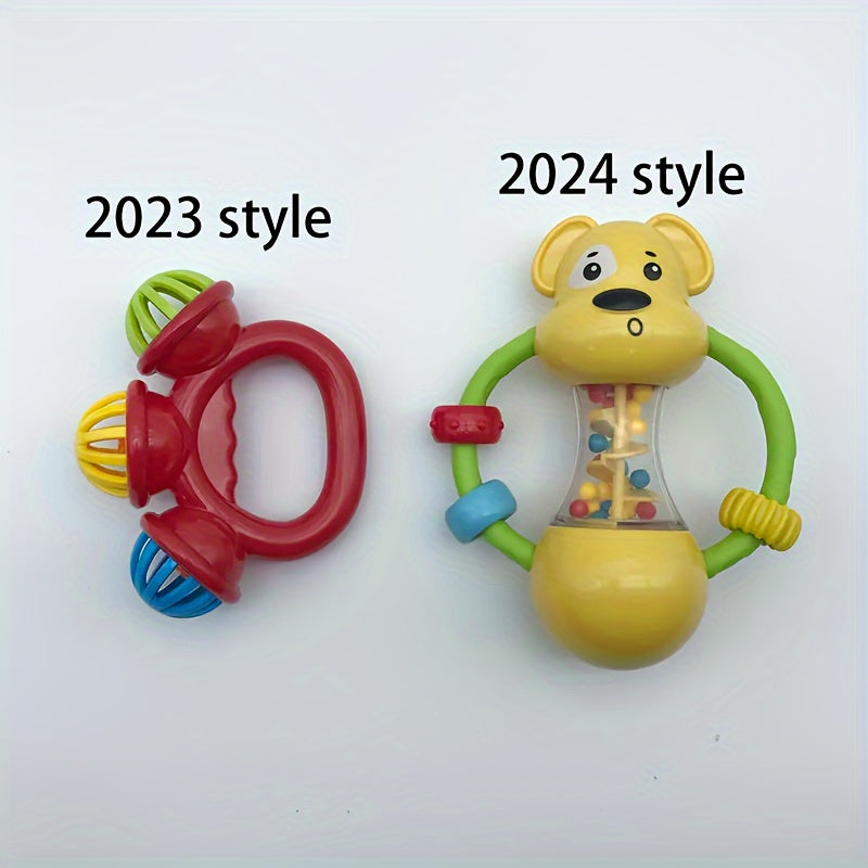 Battery-free handheld interactive vibrating toy for children, designed to improve sensory skills and hand grip strength. Made of yellow ABS material.