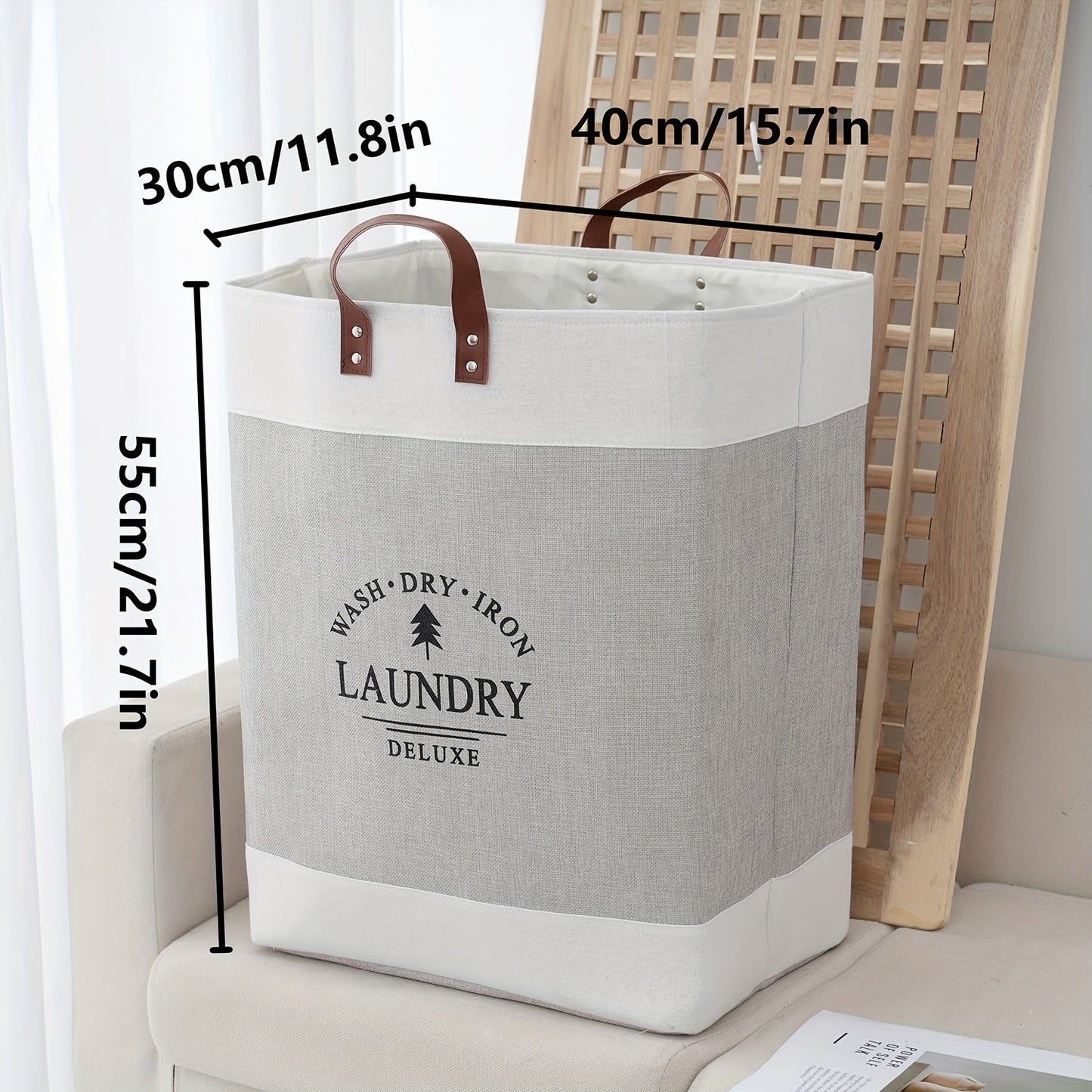 Contemporary Rectangular Laundry Basket with Convenient Handles - Perfect for Bathrooms and Organizing Clothes