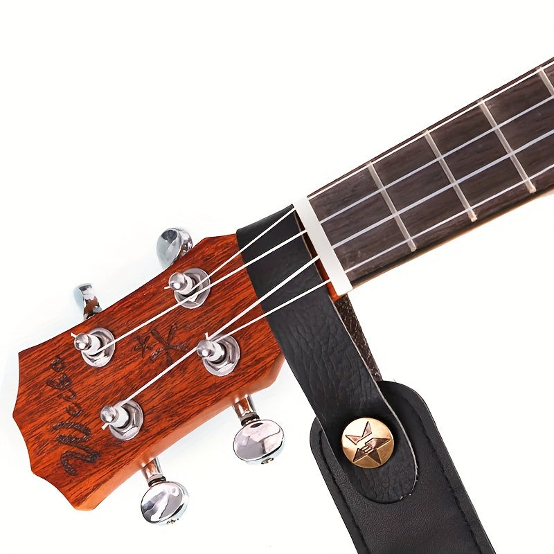 Removable steel-string guitar headband for acoustic, bass, and electric guitars.