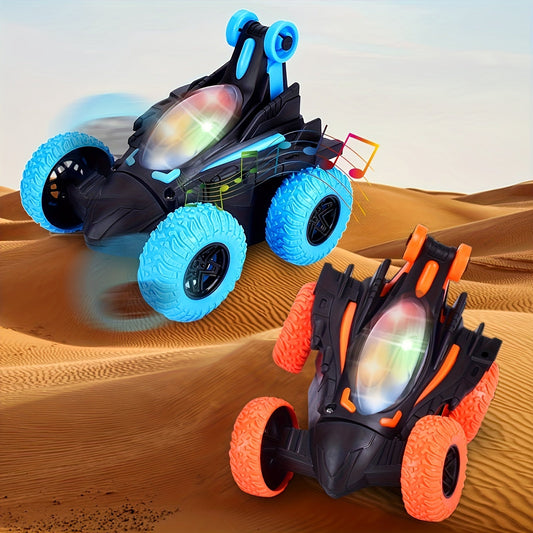 Kids' 360-Degree Flip Car Toy with Lights and Music, Battery-Operated Vehicle made of Plastic, No Remote Control needed, suitable for Boys and Girls