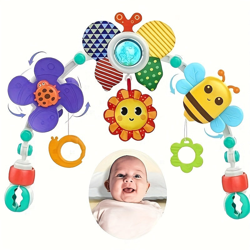 Activity Arch Toys for Babies: Adjustable Hanging Toy Arch for Cribs and Bassinets, Includes Sensory Travel Toys for Toddlers and Game Accessories for Car Seats