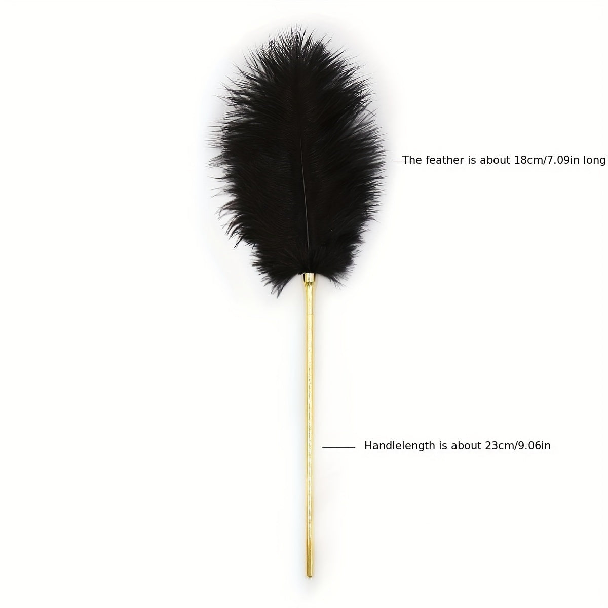 Black feather teasing stick for women and couples - intimate play accessory