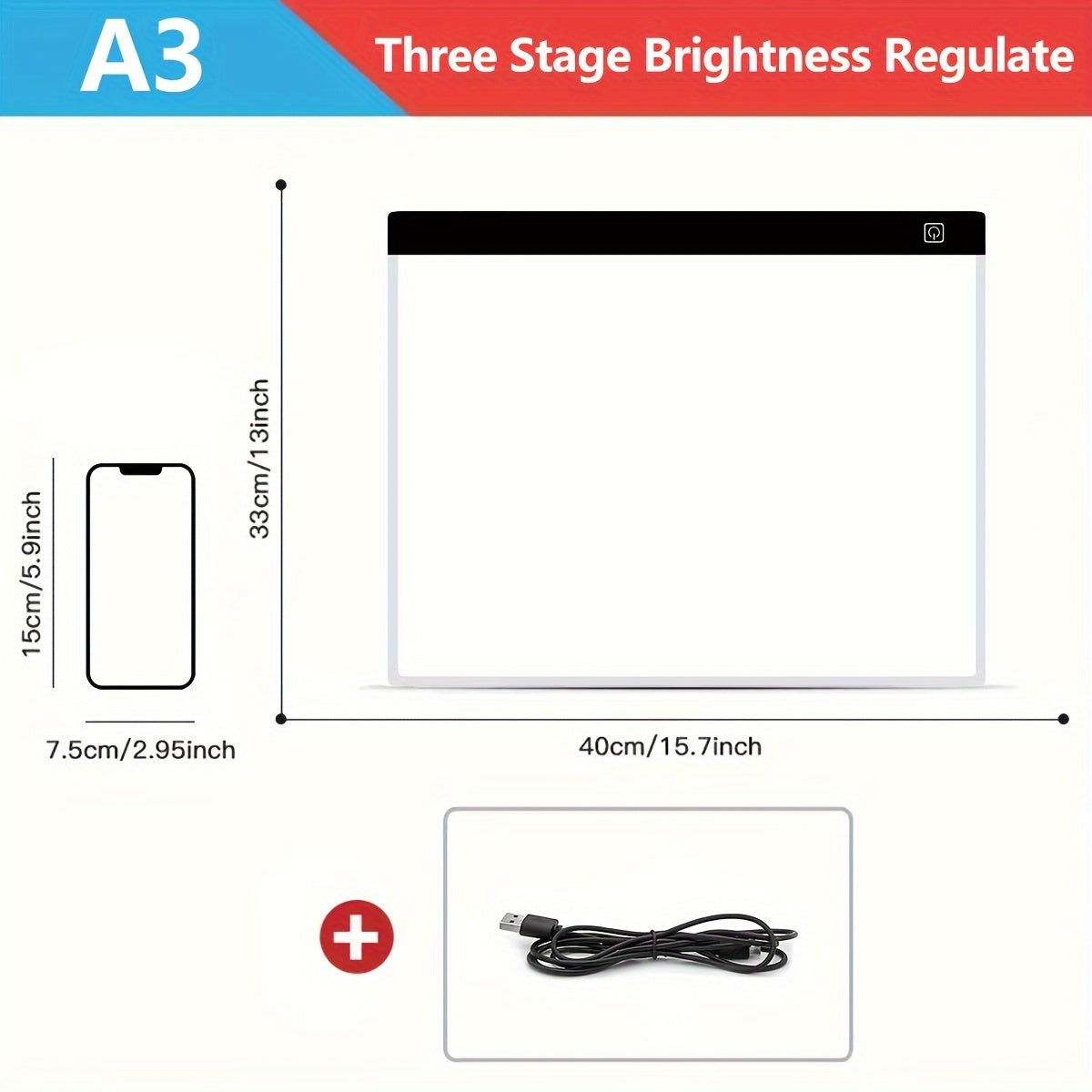 Compact LED light pad for various creative applications - adjustable brightness, USB powered, non-magnetic, ambidextrous, square acrylic body.