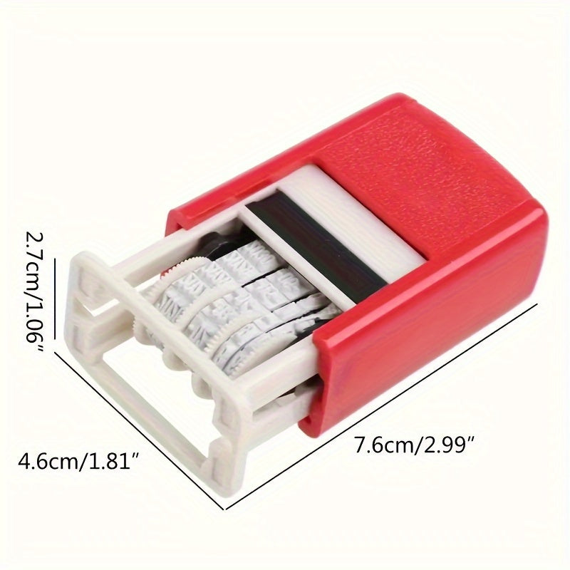 1pc Flip back ink date stamp with adjustable Japanese and Korean hand account seal, made from durable plastic material.