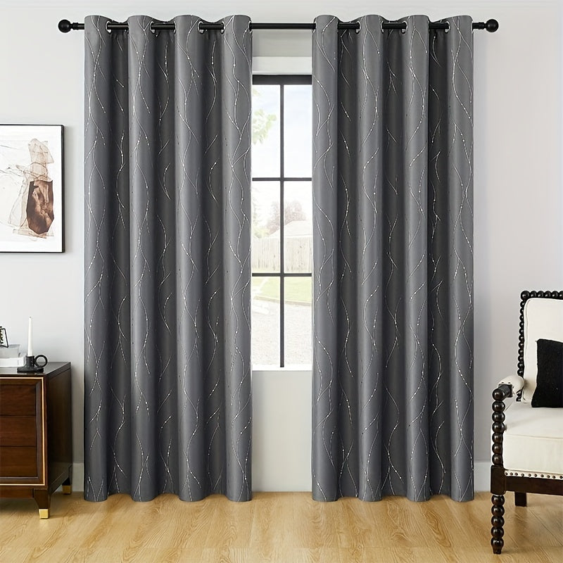 1 piece of geometric pattern curtain with heat insulating properties, featuring an oil print design for blackout purposes. This curtain has grommet top details and is suitable for home decor in the bedroom, living room, office, and study room.