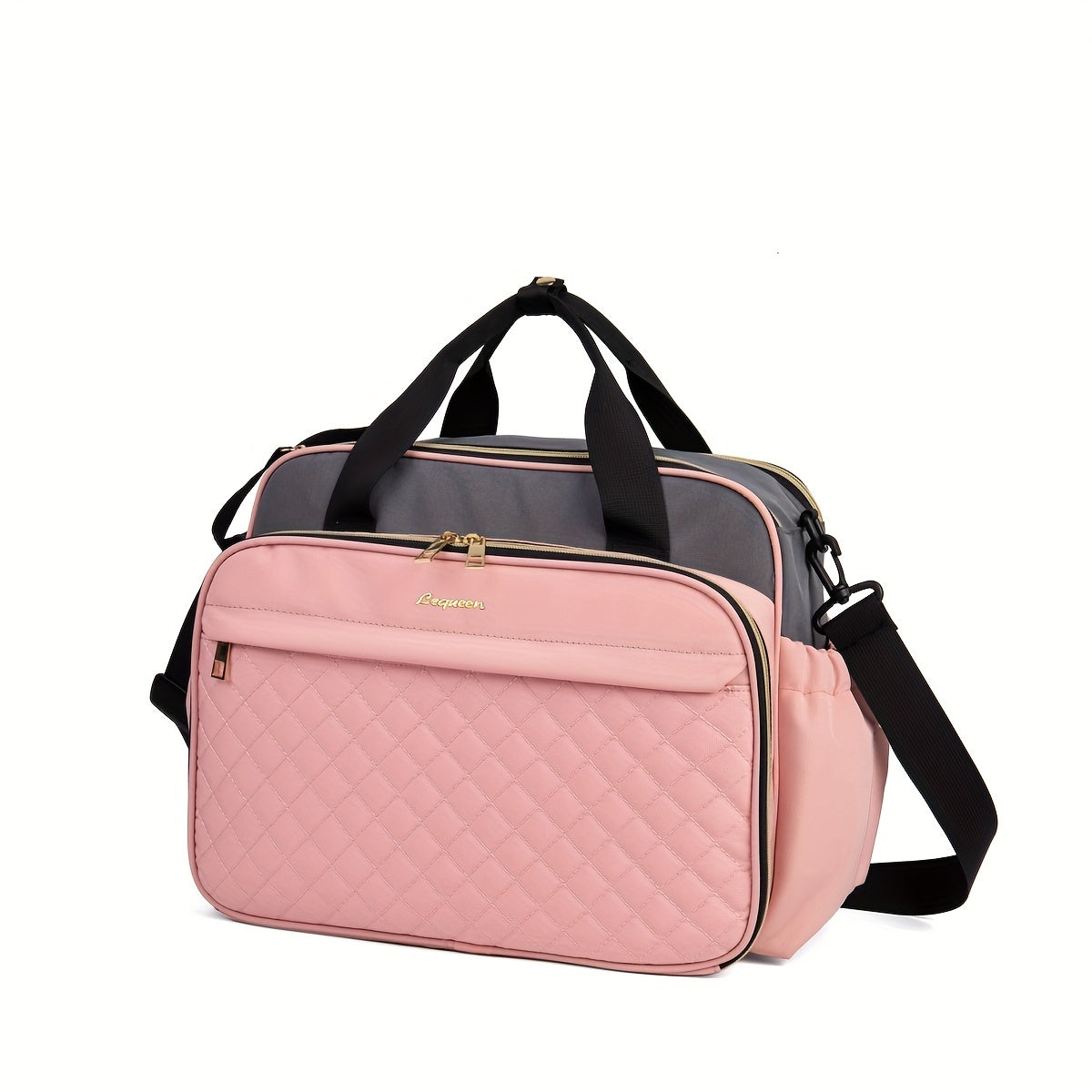 Spacious LEQUEEN Diaper Bag: Waterproof, Multi-Compartment Mommy Tote with Crossbody Strap for Travel and Storage