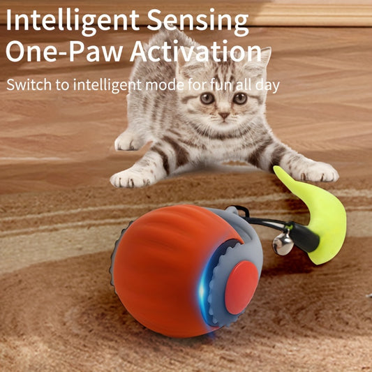 Smart Cat Teaser Ball Toy designed to entertain and relieve boredom for cats and kittens, featuring artificial fiber feathers.